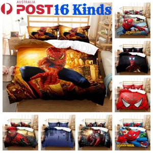 Superhero Spider Man Quilt Duvet Doona Cover Set Bedding Soft Pillow Cases Queen - Picture 1 of 34
