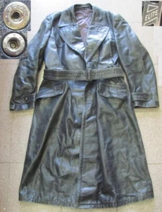 WW2 ORIGINAL GERMAN WEHRMACHT OFFICER LEATHER GREATCOAT - Picture 1 of 12