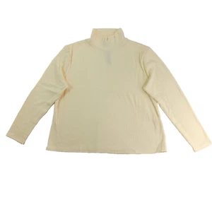 Womens Ribbed Sweater Size XXL Pullover Yellow Mock Neck Long Sleeve Top - Picture 1 of 9