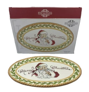 Fitz and Floyd Merry Christmas VINTAGE SANTA Sentiment Tray Tidbit 2008 New wBox - Picture 1 of 5