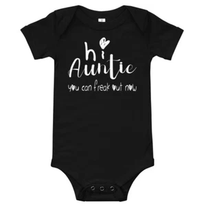 Auntie Pregnancy Baby Announcement One Piece Bodysuit Baby Shower Gift - Picture 1 of 6