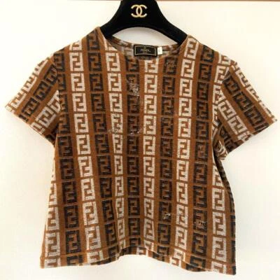 Camiseta FENDI Patrón Zucca Manga Corta DEFECTUOSA Talla 42 Marrón L42cm W38cm Foto 1 de 4