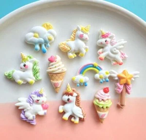20Pcs Mixed Resin Cute Unicorns Ice-creams Flatback Buttons for Crafts DIY Decor - Picture 1 of 15