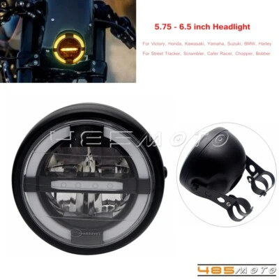 Faro de cubo universal de 6,5 pulgadas para motocicleta carcasa negra para Harley Foto 1 de 4