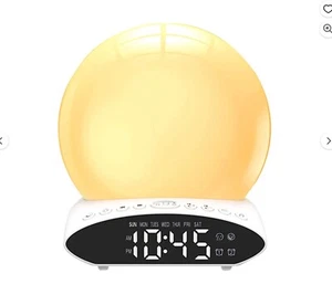 Wake Up Light Alarm Clock Sunrise Sunset Simulation Natural Sounds 7 Colors - Picture 1 of 5