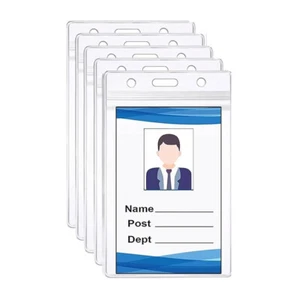 2x Porta badge targhetta nome plastica trasparente porta carte d'identità orizzontale e verticale passaporto - Foto 1 di 6