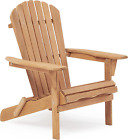 Wooden Folding Adirondack Chair Half Pre-assembled, Wood Lounge Chair For Outdoo