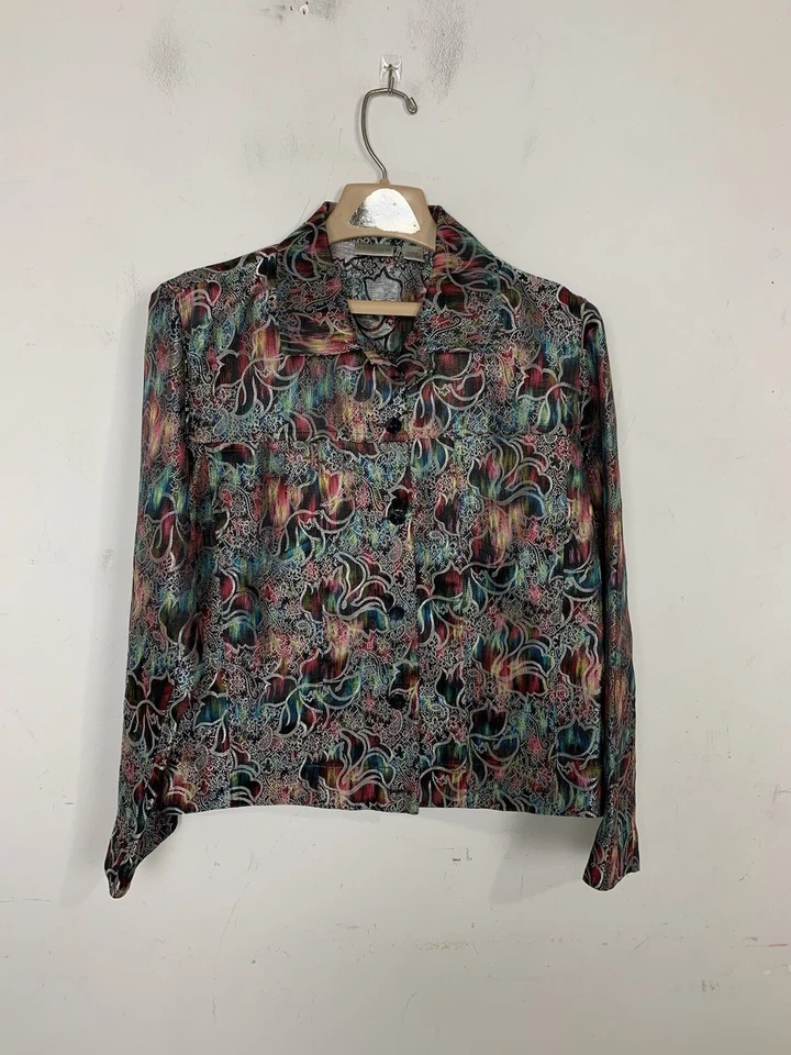 Chicos женская куртка 1 средний темно цветочный тропический радуга вечер путешествий шелк - Изображение 1 из 4