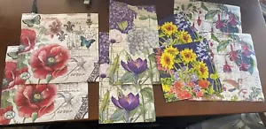Decoupage Napkins Paper - LOT of 8 Paper Napkin Assorted Floral ForJunk Journal - Picture 1 of 4