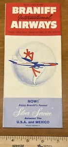 Braniff International Airlines Time Schedule 1960 Between USA And Mexico - Picture 1 of 5