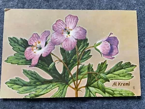 Postal vintage de flores de geranio salvaje - Imagen 1 de 2