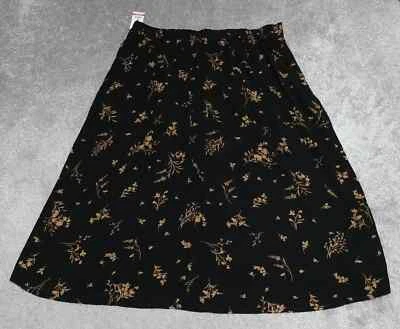 Vince Camuto Skirt Women's 2XL Black & Gold Floral Lined Midi Casual - Image 1 of 4