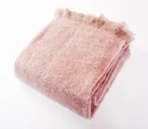 Mohair Wool Throw Blanket Pink Soft Rose Harlow Henry Chemical Free Eco  - Picture 1 of 3