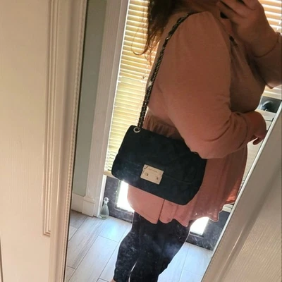 Michael Kors Sloan Azul Marino Denim Jean Plata Cadena Bolso Bandolera Foto 1 de 4