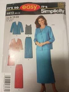Simplicity Schnittmuster 4413 Damen Jacke Shirt Rock Größen 10 bis 22 ungeschnitten R2 - Bild 1 von 1