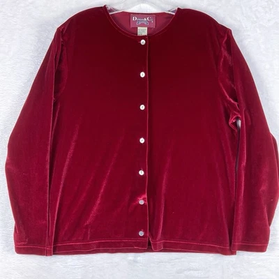 Cárdigan Suéter Top Romcom Y2K De Colección Denim & Co Mujer M Años 90 Terciopelo Rojo Terciopelo Foto 1 de 4