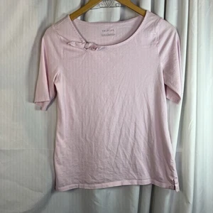 Talbots einfarbiges kurzärmliges Oberteil hellrosa Schleife Damen Small gebraucht, in einwandfreiem Zustand - Bild 1 von 9