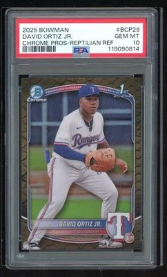 Bowman #BCP-29 2025 David Ortiz Jr. Chrome Prospects Reptilian Refractor PSA 10 Foto 1 de 2