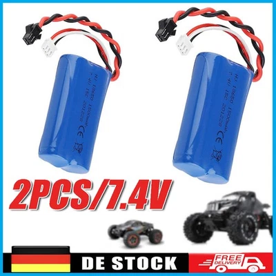 2 Stück 7,4V 1500mAh Li-Ion Akku mit USB Ladegerät für WLtoys 4WD RC Auto Boot - Bild 1 von 4