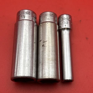 Snap-on 1/4” Drive 6pt SAE 3 Pc. Deep Sockets 1/2” , 7/16” and 7/32” STM - Picture 1 of 4