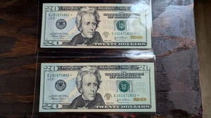 PAIR (2) $20 - 2004 STAR NOTES CONSECUTIVE SERIAL NUMBERS UNCIRCULATED - CRISP! - Picture 1 of 2