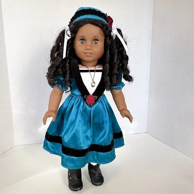 Retired American Girl Doll Cecile Rey meet dress necklace hat boots accessories - Image 1 of 4