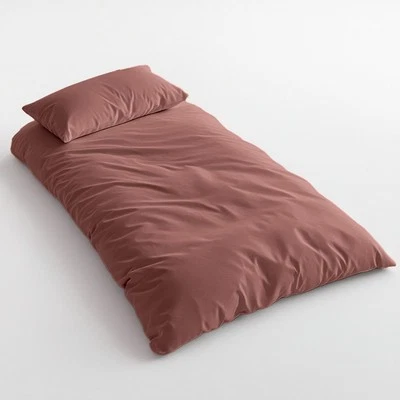 WSG Duvet Cover & Pillowcase Set Terracotta Washed Cotton Single