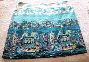 TALBOTS Skirt Plus Sz 22W Novelty Print Venice Italy Venetian A Line Summer - Picture 1 of 9