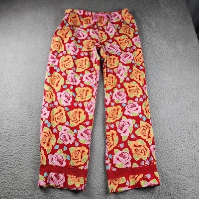 Nick & Nora Pajama Pants Womens Medium Red Rose Floral Print Lounge Sleepwear PJ - Image 1 of 4