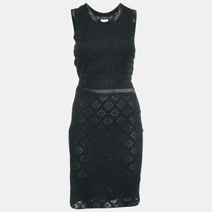 Chanel Black Patterned Knit Sleeveless Short Dress S - Picture 1 of 5