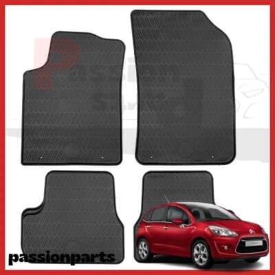 TAPPETI CITROEN C3 DAL 2009 IN GOMMA TAPPETINI SAGOMATI SU MISURA KIT 4 PEZZI - Immagine 1 di 4