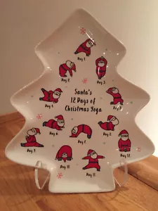 Magenta "Santa’s 12 Days of Christmas Yoga" Tree Tray Platter by Rae Dunn ~ NWOB - Picture 1 of 7