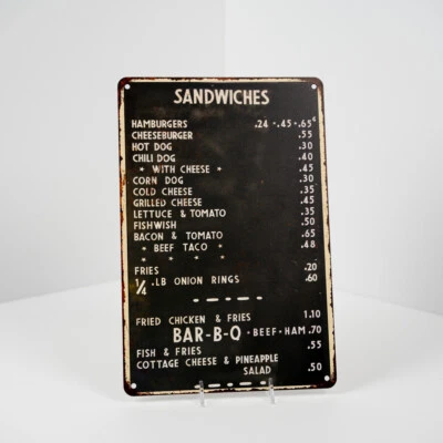 1940's Diner Menu Sign Restaurant Decor Retro Home Vintage Plaque 108120068015 - Image 1 of 4