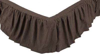 Black and Tan Check Gathered Bed Skirt Platform Dust Ruffle Kettle Grove - Image 1 of 4