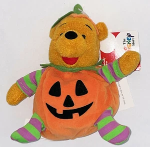 8" Winnie-the-Pooh Bear Halloween Pumpkin Costume Bean Bag Plush Disney Store - Picture 1 of 4