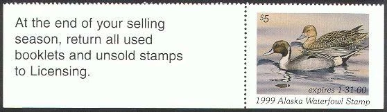 AK15H 1999 Alaska State Duck Stamp (MNH) - Image 1 of 1