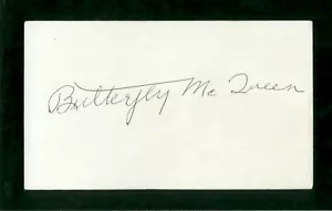 BUTTERFLY MCQUEEN Autograph 3x5 Index Card Signed Actress Gone with the Wind - Picture 1 of 2