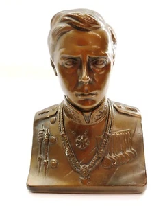 Prince Edward VIII 9.5" Tall BUST Figurine Sculpture bronze painted plaster OLD - Picture 1 of 8