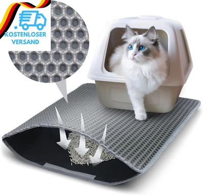 PETGULU Katzenklo Matte, 45X30 Cm Katzenstreu Matte, Doppelte Schichte Non-Slip Wasserdi