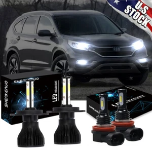 Combo LED Headlight High Low Beam + Fog Light Bulbs For Honda CRV CR-V 2007-2014 - Picture 1 of 11