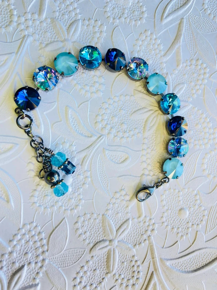 Pulsera de cristal austriaco Rivoli azul marino aguamarina azul claro océano azul Foto 1 de 1