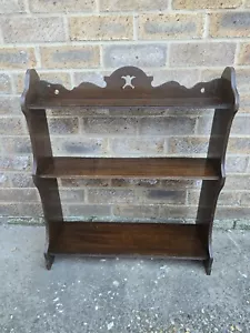 Antique Victorian Arts And Crafts Solid Wood Spice Rack Shelves Wall Unit - Picture 1 of 10