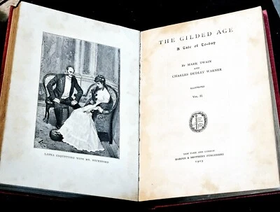  GILDED AGE By Mark Twain, 1903 Two Volumes Bound Into One HC,  Harper's & Bros. - Image 1 of 4