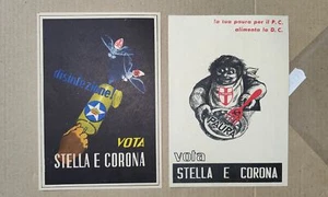 PARTITO NAZIONALE MONARCHICO-VOTA STELLA E CORONA-LOTTO 2 CARTOLINE-C66-199 - Picture 1 of 1