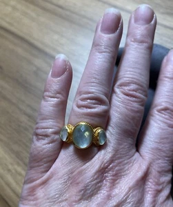 Julie Vos Calypso Ring. Seeglasgrün Neu mit Etikett Größe 7. 24k Gold Plate Retail 165 $ - Bild 1 von 8
