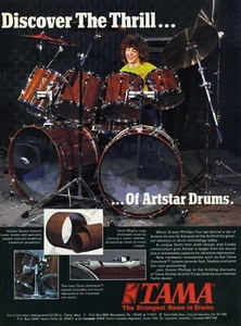 Kits de batería Tama 1983 Simon Phillips Toto anuncio impreso antiguo idea de regalo de Navidad (2368) - Imagen 1 de 1