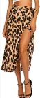 Newchoice Women's Boho Leopard Skirt High Low Split Summer Beach Midi Wrap Large