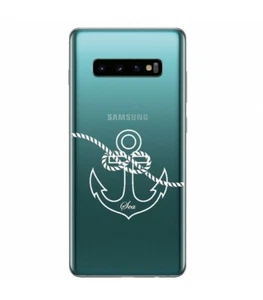 Coque Galaxy S10 ancre blanc transparente - Photo 1 sur 1