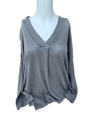 Max Studio London 100% Linen Moss Green Knit 3/4 Sleeves Sweater Top Sz L - Image 1 of 4