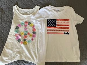 Girl’s NWT Levi’s Flag T-Shirt / Size Large - NWOT SO ☮️ Tank Top / Size Large - Picture 1 of 6